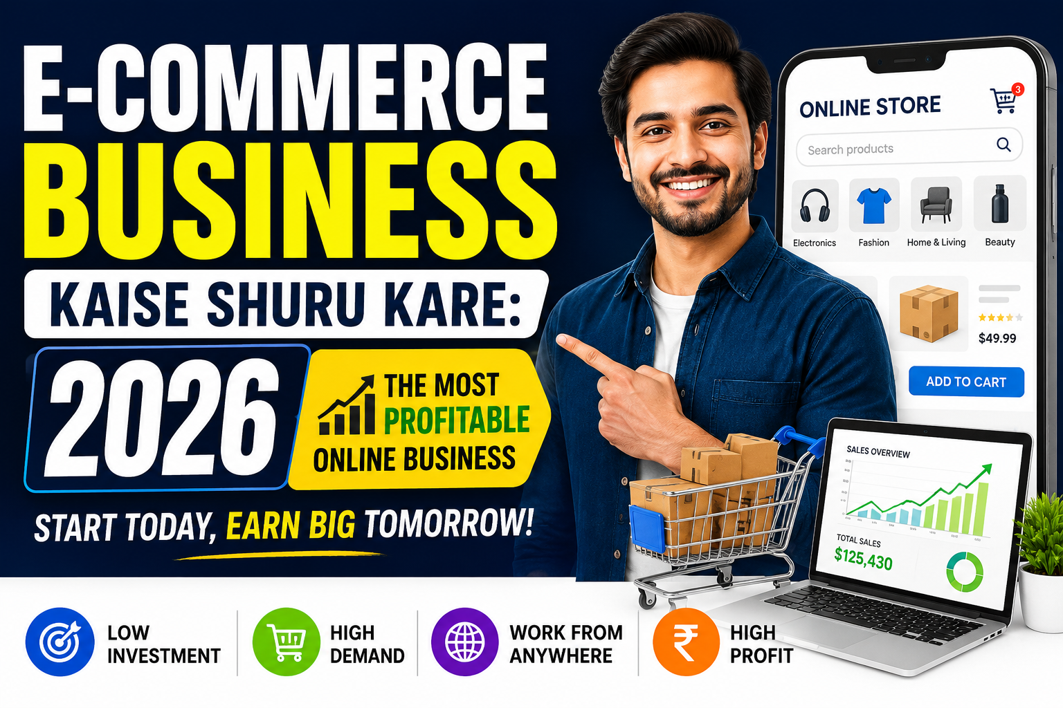 E-commerce Business Kaise Shuru Kare: 2026 का सबसे ज्यादा मुनाफा देने वाला ऑनलाइन व्यापार