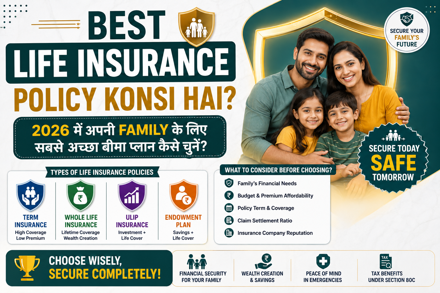 Best life Insurance Policy Konsi Hai: 2026 में अपनी Family के लिए सबसे अच्छा बीमा प्लान कैसे चुनें?